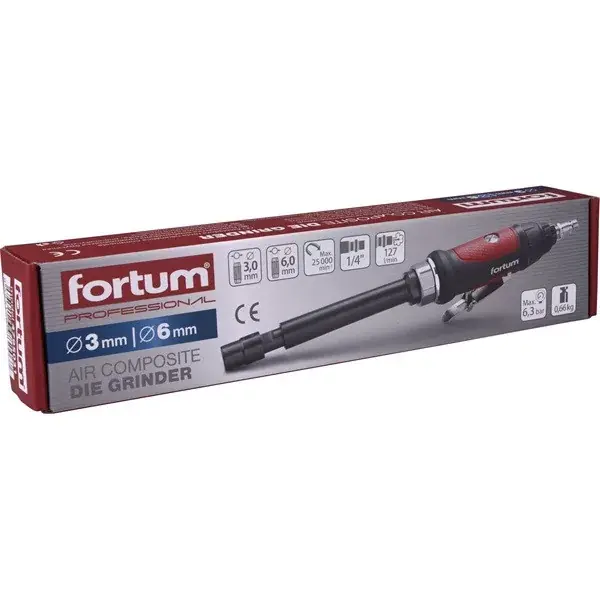 Akciós ár pneumatikus furatköszörű, 295 mm hossz.,1/4"; (6 és 3 mm befogás), 25.000 1/min, 127 l/min, 6,3 Bar, 1/4" csatl., 0,7 kg