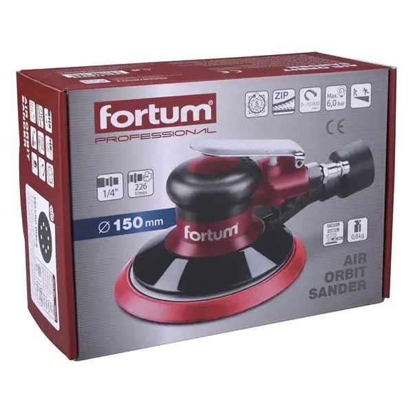 Szuper akció pneumatikus rotációs csiszoló, 150mm, excentricitás 5mm; 10.000 1/min, 226 l/min, 6 Bar, 1/4" tömlőcsatlakozó, 0,8 kg