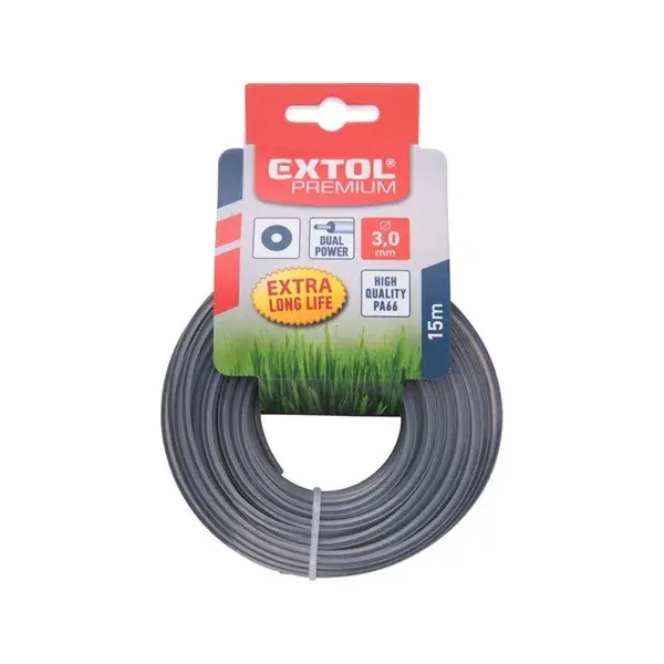 Bestseller damil szegélynyíró géphez 2,0 mm, kör keresztmetszetű, fekete közép/dual power, 15m