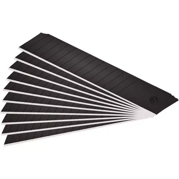 Legjobb ár pótpenge 10 db, fekete, tripla vágóéllel; 18×100×0,7mm, SK2 acél, HRC > 67, lézeres élezés