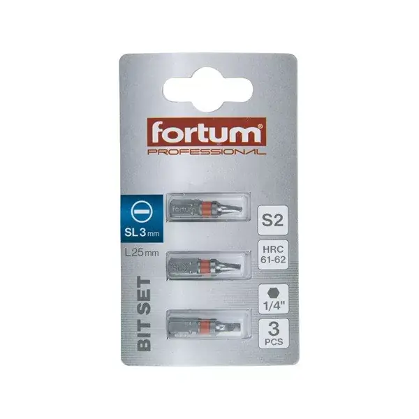 Csak ma behajtóhegy lapos, 3 db, S2 acél; 3×25mm, bliszteren