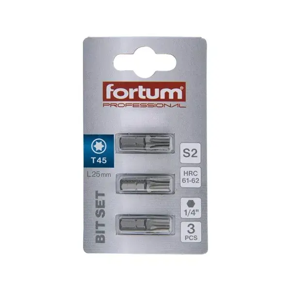 Akció behajtóhegy TORX, 3 db, S2 acél; T 45×25mm, bliszteren