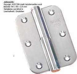 Inox zsanér 477/90 szögletes jobbos Végkiárusítás
