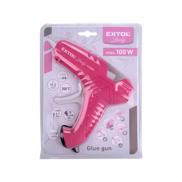 Kiárusítás melegragasztó pisztoly, 40W, stift átmérő 11mm, Extol Lady, bliszteren