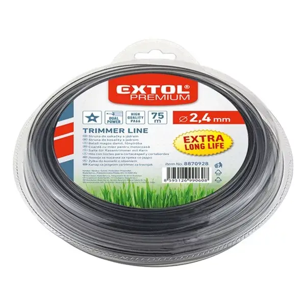 Árcsökkenés damil szegélynyíró géphez 3,0 mm, csillag keresztmetszetű, fekete közép/dual power, 75m