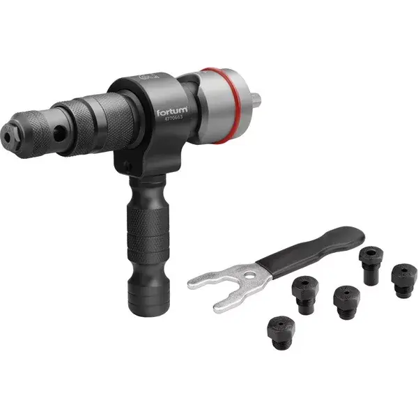 adapter klt. fúrógéphez, popszegecsekhez, 2,4-3,2-4,0-4,8-6,0-6,4 mm-es szegecsekhez; 8mm (5/16" hatszög befogás) FORTUM Nézd meg most