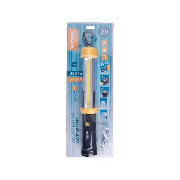 Alacsony ár LED munkalámpa, COB LED; 350 Lm, újratölthető Li-ion akkus, 2000 mAh