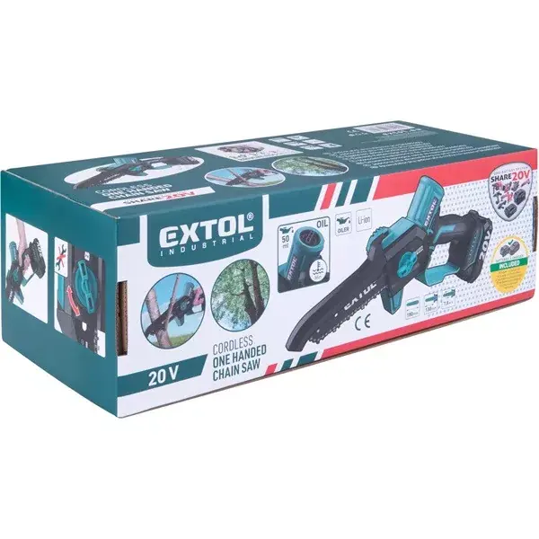 akkus láncfűrészgép egykezes, Share20V, kefementes, 20V, Li-ion, 180 mm Biztonságos fizetés