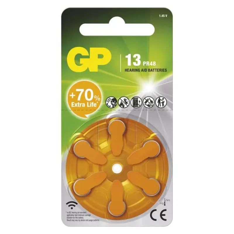 Árengedmény GP Gombelem hallókészülékekbe ZA13 6db/bliszter